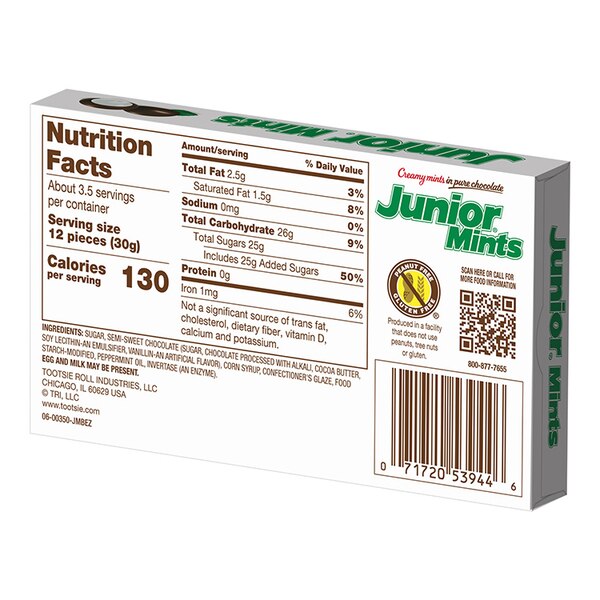Junior Mints Chocolate Covered Mint Candy, Theater Box, 3.5 oz