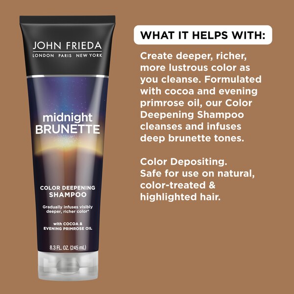 John Frieda Midnight Brunette Color Deepening Shampoo, 8.3 OZ