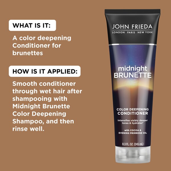 John Frieda Midnight Brunette Color Deepening Conditioner, 8.3 OZ