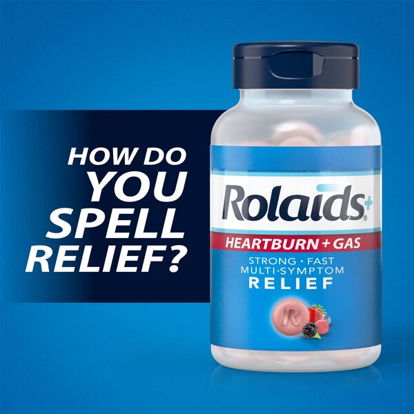 Rolaids Advance Antacid Plus Anti-Gas Berry Tablet, 60 CT