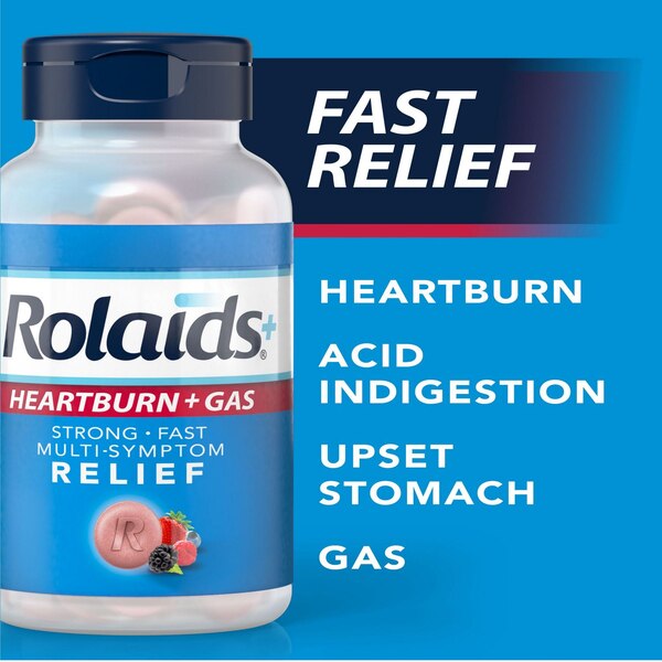Rolaids Advance Antacid Plus Anti-Gas Berry Tablet, 60 CT