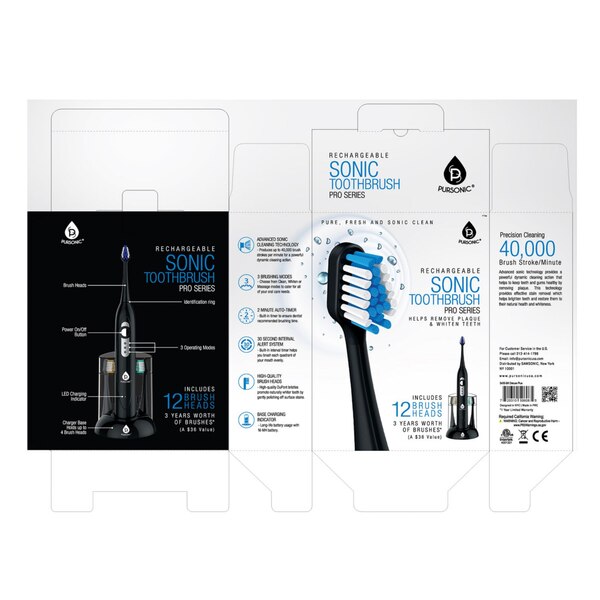 Pursonic Sonic Toothbrush with 12 Brush Head Attachments