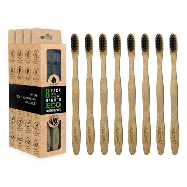 Pursonic Bamboo Toothbrushes, 8 CT