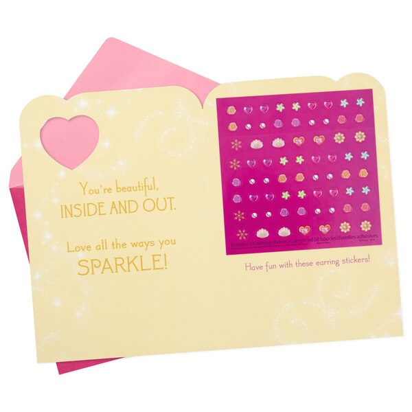 Hallmark Birthday Card for Kids (Disney Princess Earring Stickers) E17