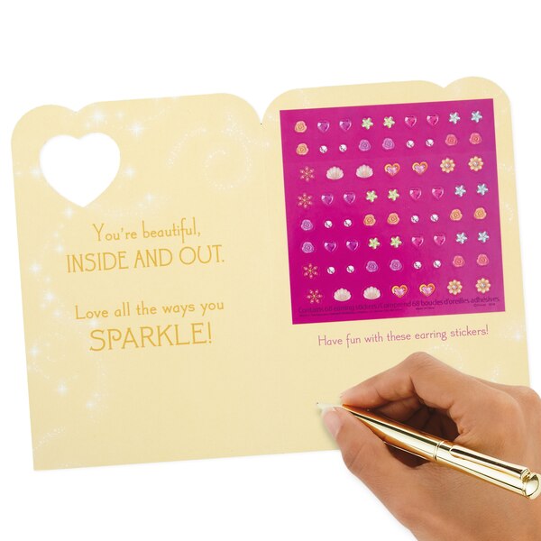 Hallmark Birthday Card for Kids (Disney Princess Earring Stickers) E17