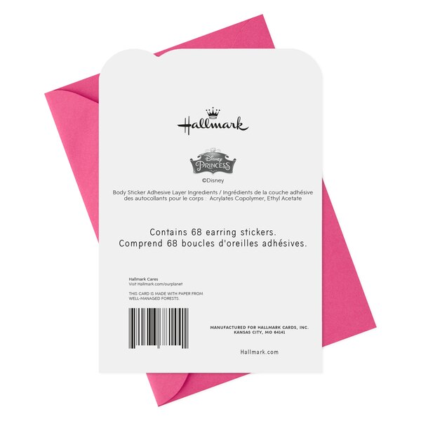 Hallmark Birthday Card for Kids (Disney Princess Earring Stickers) E17