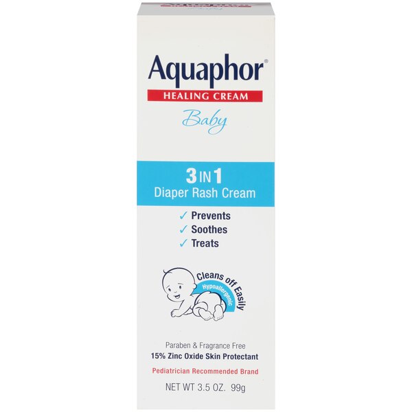 Aquaphor Baby Healing Diaper Rash Cream 3in1 Zinc Oxide 15%, 3.5 OZ
