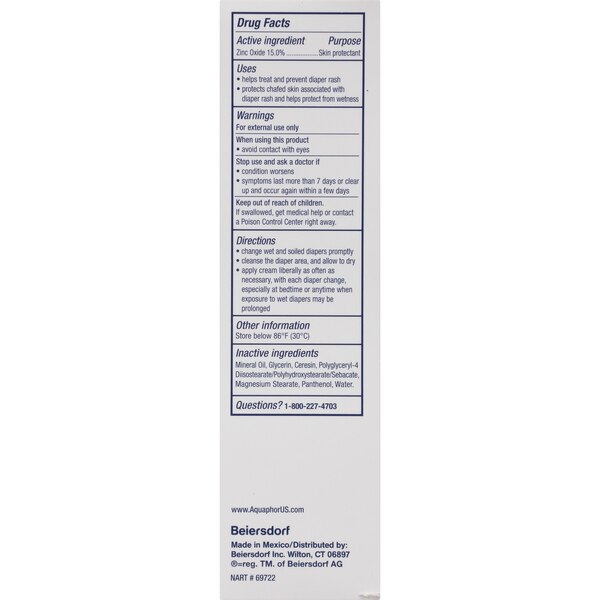 Aquaphor Baby Healing Diaper Rash Cream 3in1 Zinc Oxide 15%, 3.5 OZ
