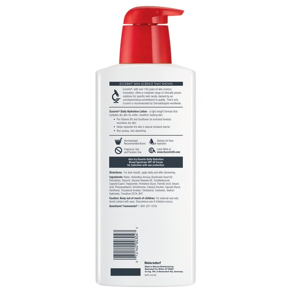 Eucerin - Loción corporal hidratante para uso diario, 16.9 oz