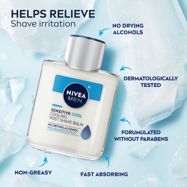 NIVEA Men Sensitive Cooling Post Shave Balm, Sensitive Cool, 3.3 OZ