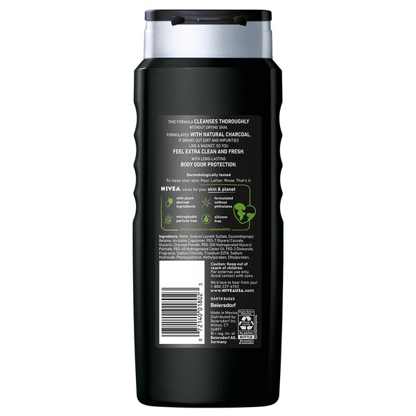 NIVEA MEN Deep Active Clean Charcoal Body Wash, 16.9 OZ