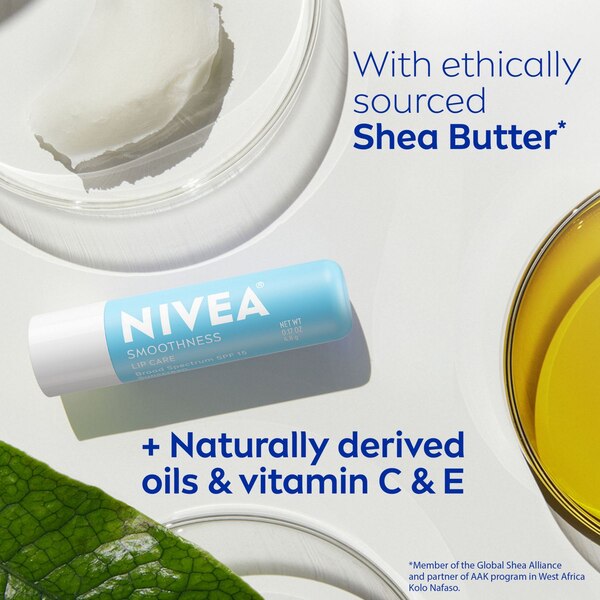 NIVEA Smoothness Lip Care with Broad Spectrum SPF 15 Sunscreen, 2 CT