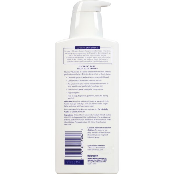 Eucerin Baby Wash and Shampoo, 13.5 OZ