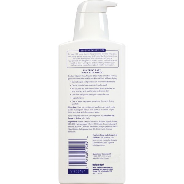 Eucerin Baby Wash and Shampoo, 13.5 OZ