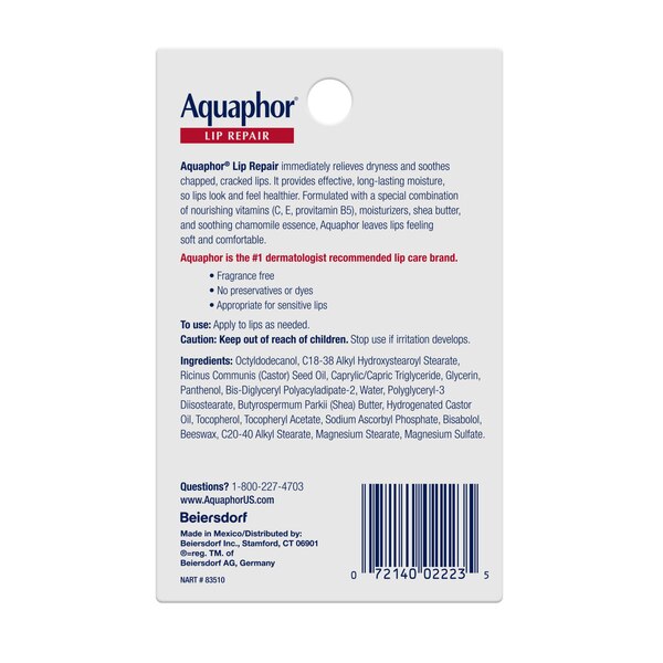Aquaphor Lip Repair Twin Pack, 2 0.35 OZ Tubes