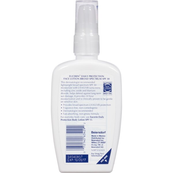 Eucerin - Loción facial hidratante de protección diaria, amplio espectro, FPS 30, 4 oz