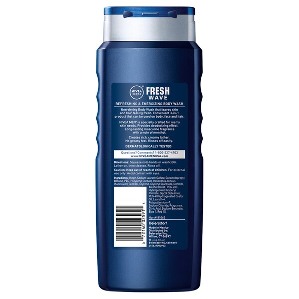 NIVEA Men Fresh Wave Body Wash, 16.9 OZ
