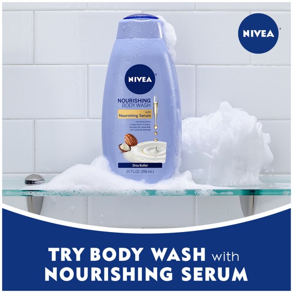 NIVEA Nourishing Care Body Wash with Nourishing Serum, 20 OZ
