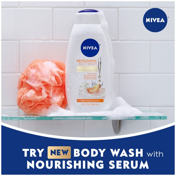 NIVEA Refreshing Body Wash with Nourishing Serum, 20 OZ