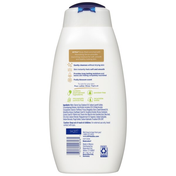 NIVEA Nourishing Care Body Wash with Nourishing Serum, 20 OZ