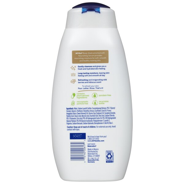 NIVEA Refreshing Body Wash with Nourishing Serum, 20 OZ