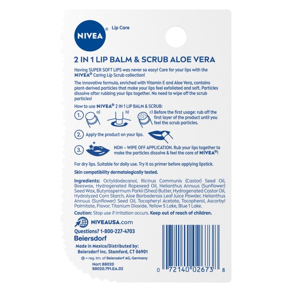 NIVEA 2 in 1 Lip Balm & Scrub with Aloe Vera