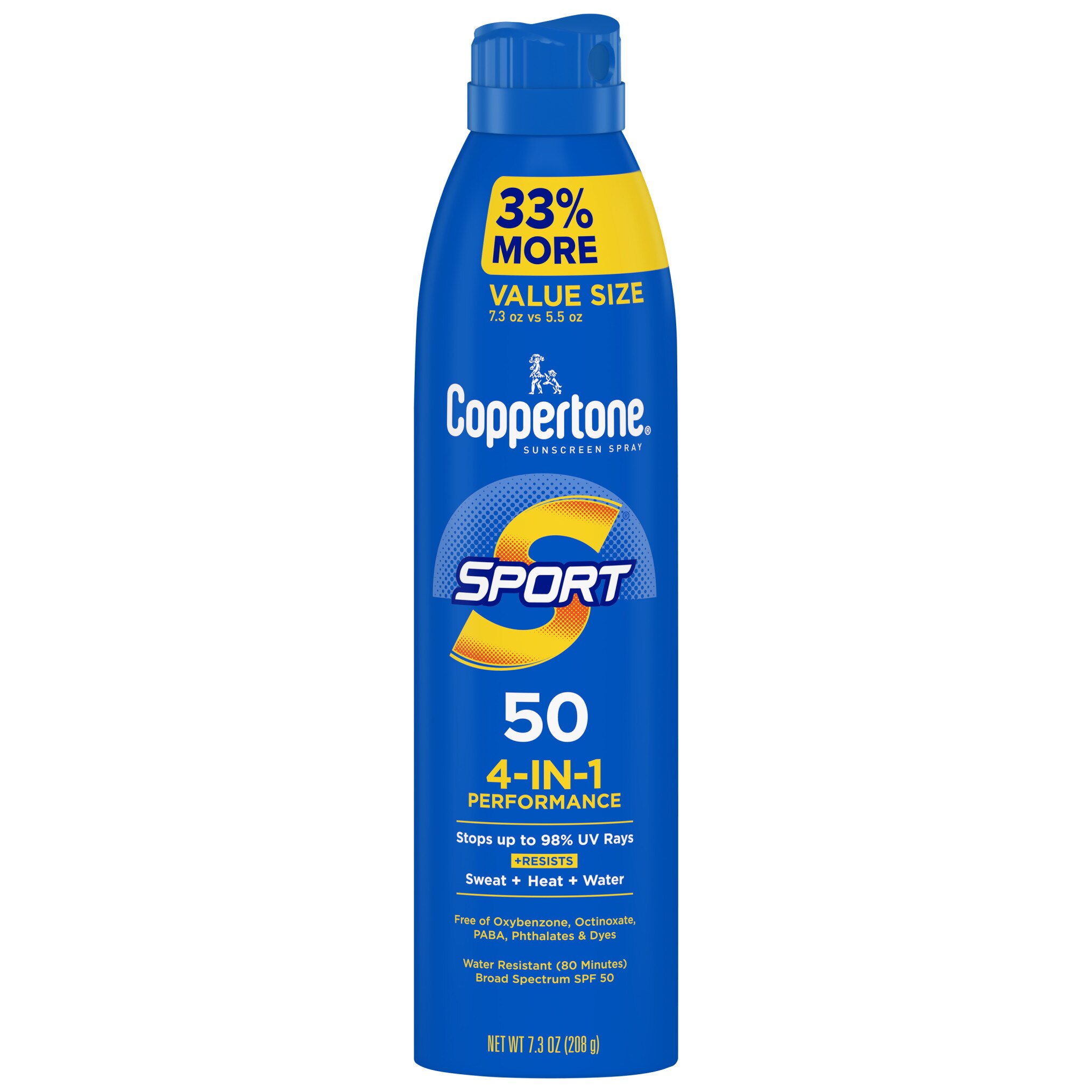 Coppertone Sport Sunscreen Spray, Broad Spectrum Water Resistant, 7.3 OZ