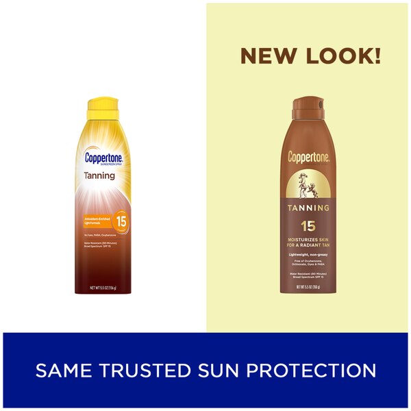 Coppertone Tanning Defend & Glow Sunscreen Continuous Spray Broad Spectrum, 5.5 OZ