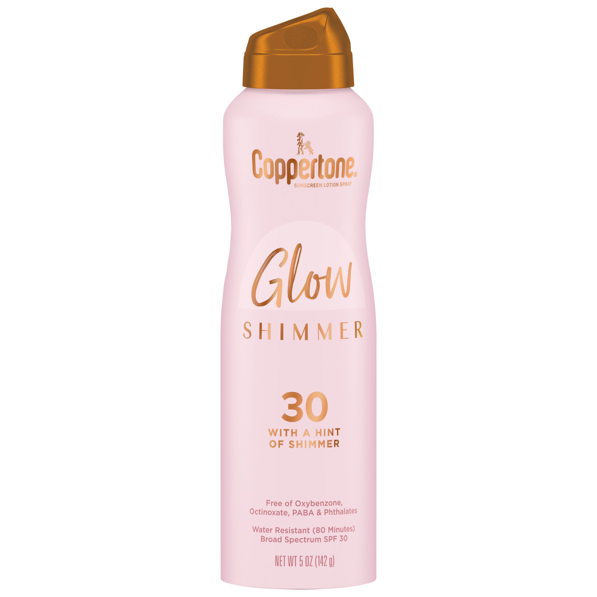 Coppertone Glow with Shimmer Broad Spectrum SPF 30 Spray Sunscreen, 5 OZ