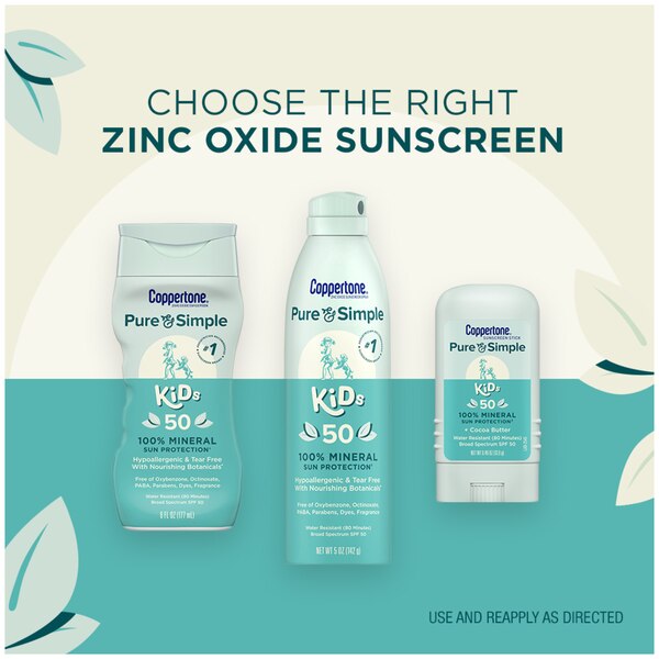 Coppertone Pure & Simple Kids Mineral Sunscreen Spray, SPF 50, 5 oz