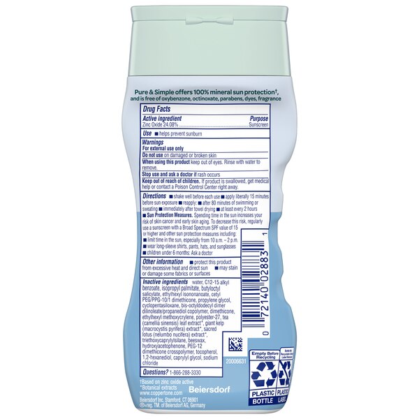 Coppertone Pure & Simple SPF 50 Sunscreen Lotion