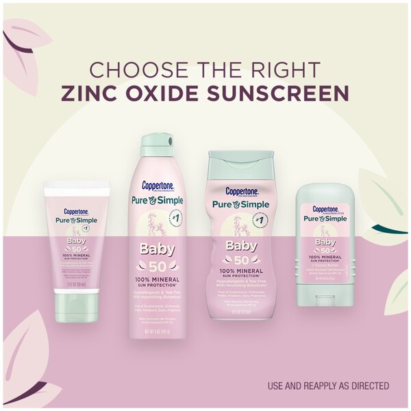 Coppertone Pure & Simple Baby Mineral Sunscreen Stick, SPF 50, .49 oz