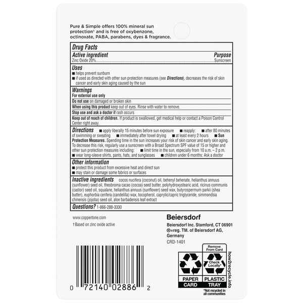 Coppertone Pure & Simple Baby Mineral Sunscreen Stick, SPF 50, .49 oz