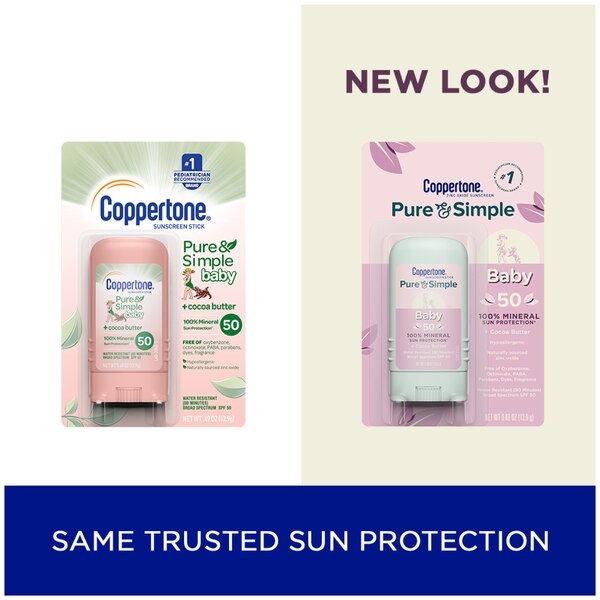 Coppertone Pure & Simple Baby Mineral Sunscreen Stick, SPF 50, .49 oz