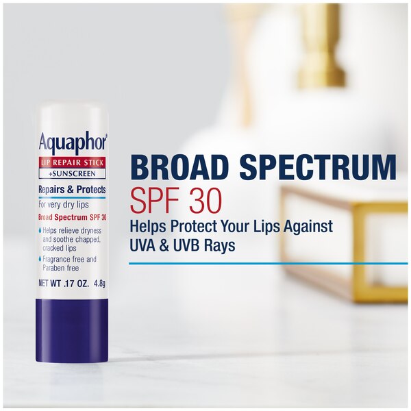 Aquaphor Lip Repair Sticks + SPF 30 Twin Pack, 2 0.17 OZ Sticks