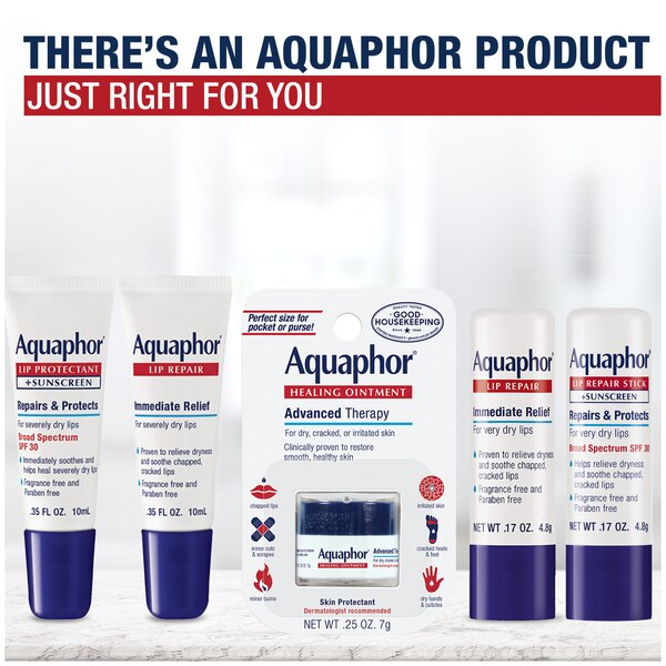 Aquaphor Lip Repair Stick, Soothes Dry Chapped Lips, 3 Pack of .17 OZ Sticks, .51 OZ