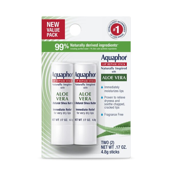 Aquaphor Aloe Vera Lip Repair Stick, 2 CT