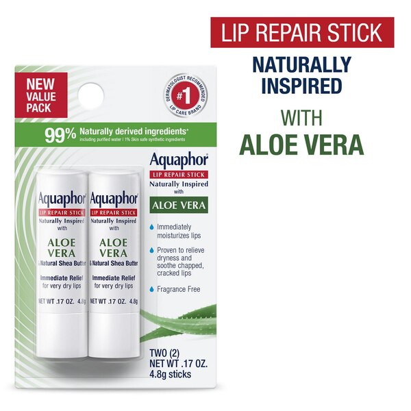 Aquaphor Aloe Vera Lip Repair Stick, 2 CT