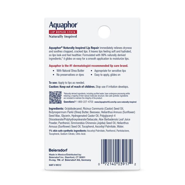 Aquaphor Aloe Vera Lip Repair Stick, 2 CT