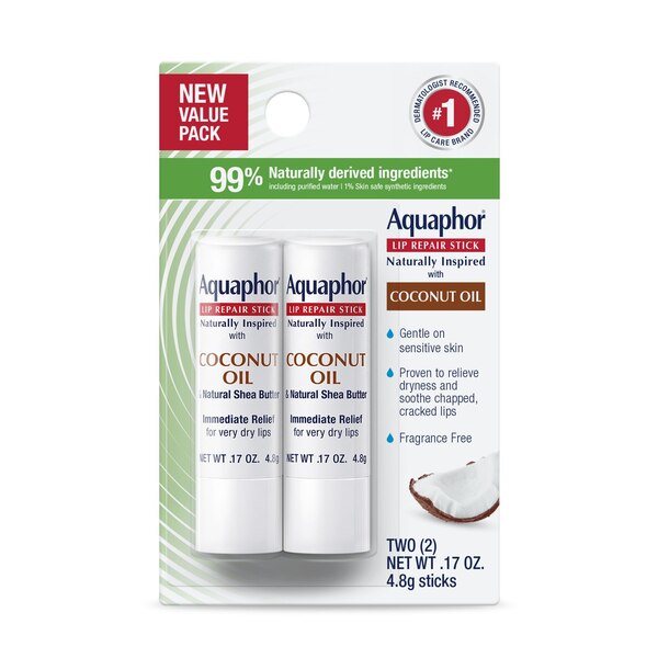 Aquaphor Lip Naturals, Coconut, 2 CT