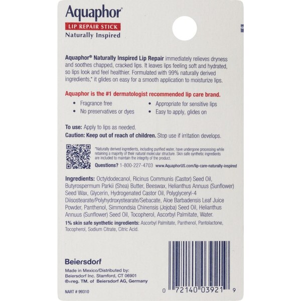 Aquaphor Lip Repair Stick with Aloe Vera, 1 CT