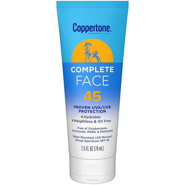 Coppertone Complete Face Lotion, SPF 45, 1.5 OZ