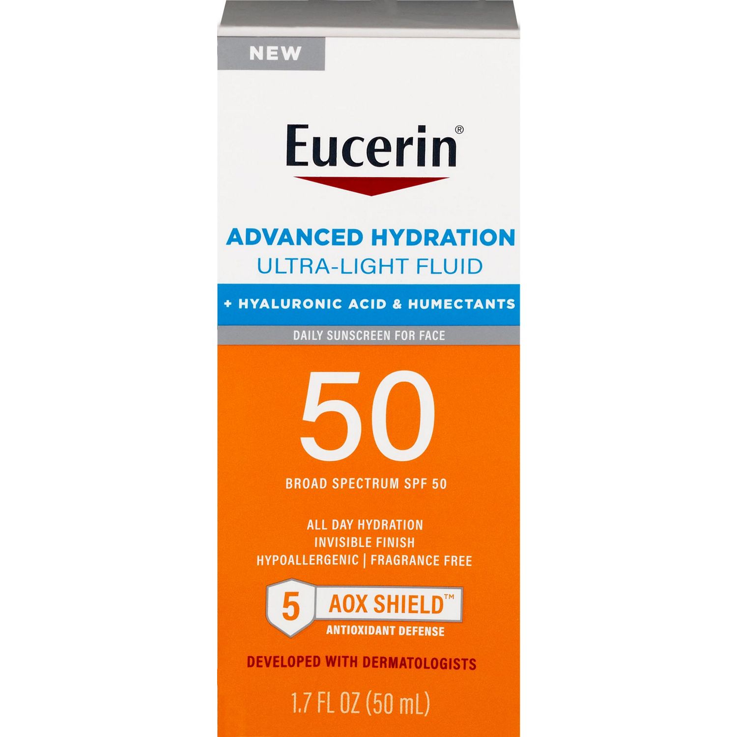 Eucerin Sun Advanced Hydration Ultra-Light Fluid with Hyaluronic Acid & Humectants, Broad Spectrum SPF 50