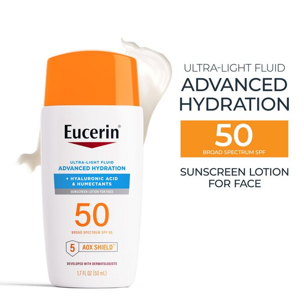 Eucerin Sun Advanced Hydration Ultra-Light Fluid with Hyaluronic Acid & Humectants, Broad Spectrum SPF 50