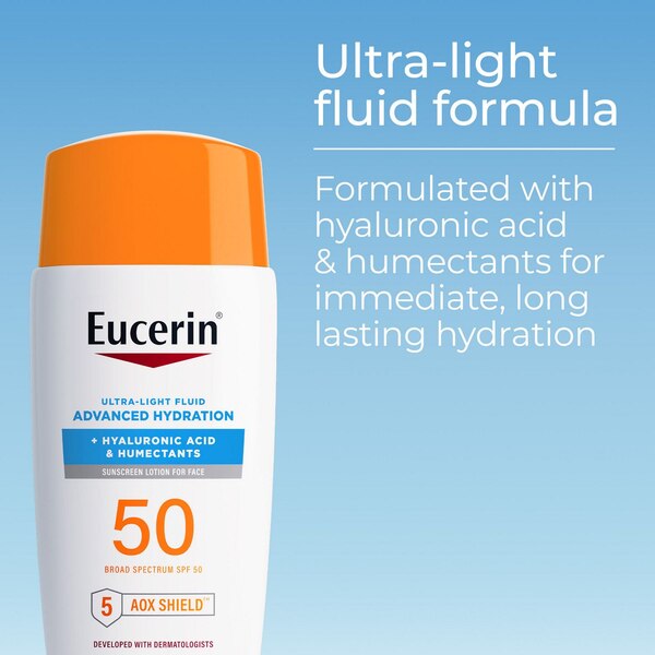Eucerin Sun Advanced Hydration Ultra-Light Fluid with Hyaluronic Acid & Humectants, Broad Spectrum SPF 50