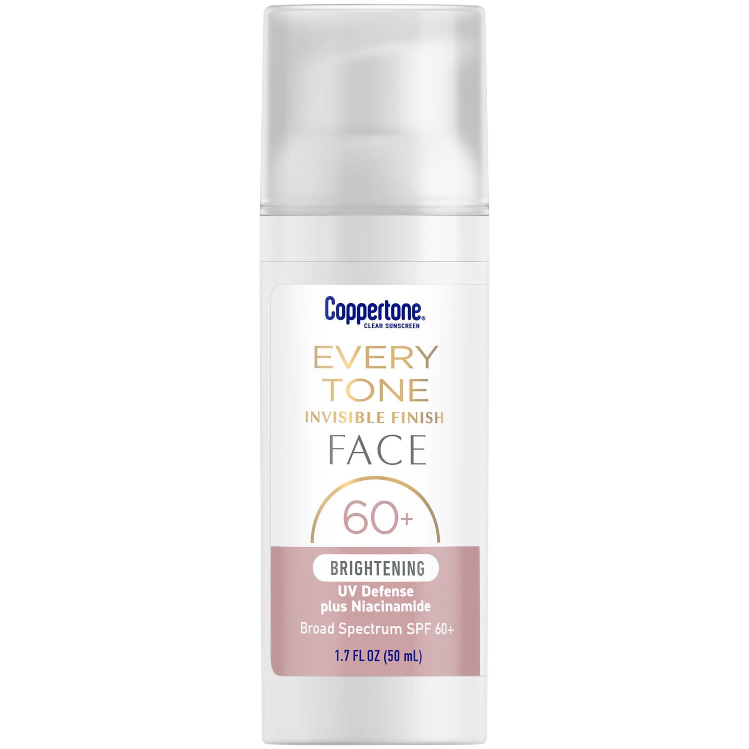 Coppertone Every Tone Invisible Finish Face, SPF 60+ Brightening UV Defense, 1.7 OZ