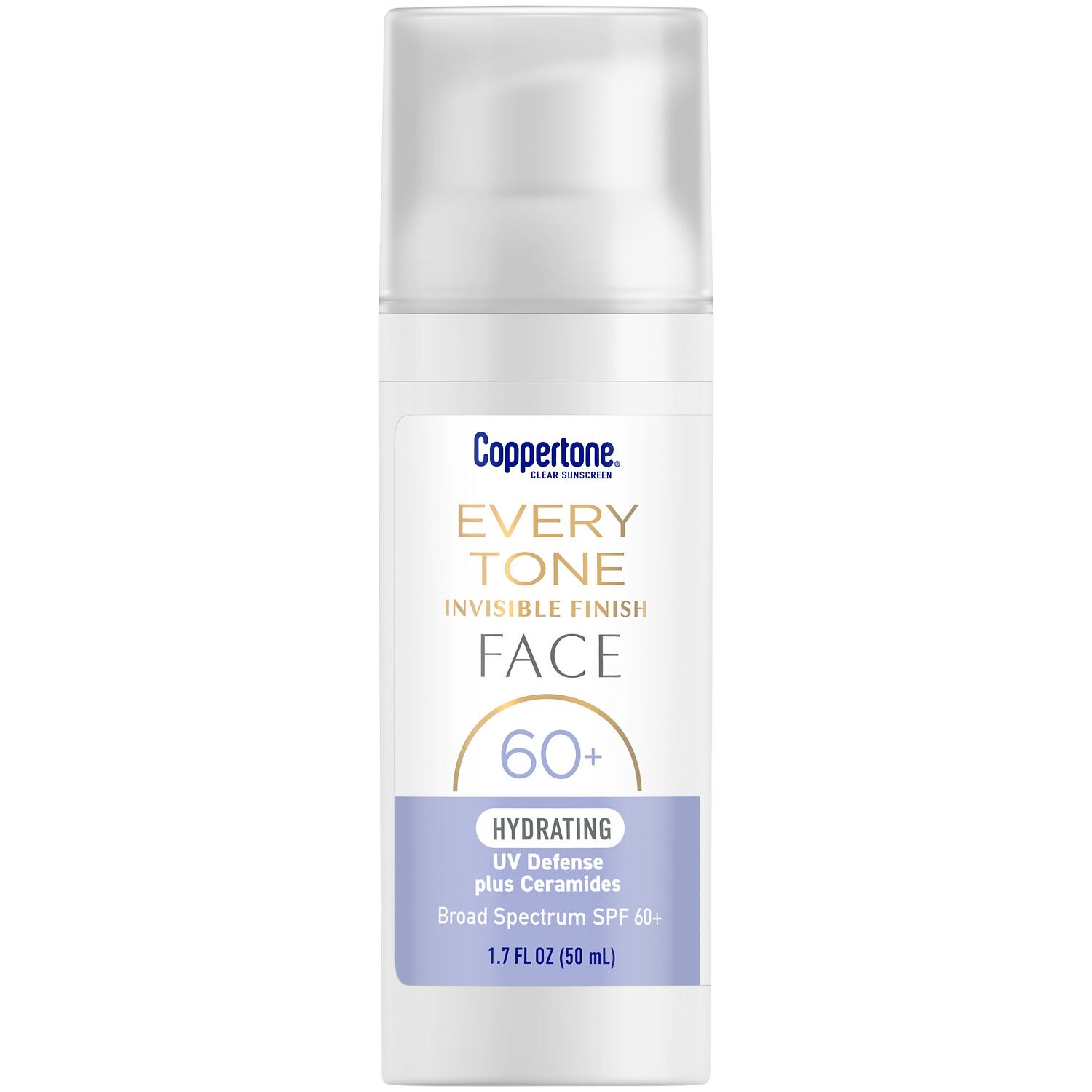 Coppertone Every Tone Invisible Finish Face, SPF 60+ Hydrating UV Defense, 1.7 oz