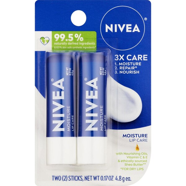 Nivea Lip Care, Moisture, 2 CT