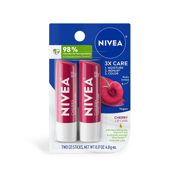 Nivea Lip Care, Cherry, 2 CT