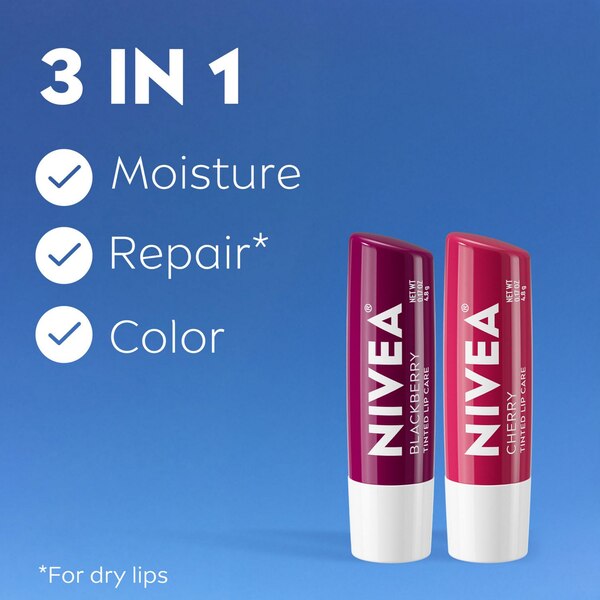 Nivea Lip Care, Berry and Cherry, 2 CT
